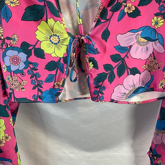Zara Pink Floral Tie-Front Blouse - Picture 5 of 10